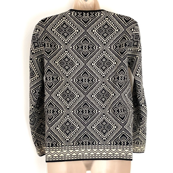 Weekend Max Mara Geometric Wool Sweater Black Cream V Neck Luxury Classic S - Picture 3 of 7